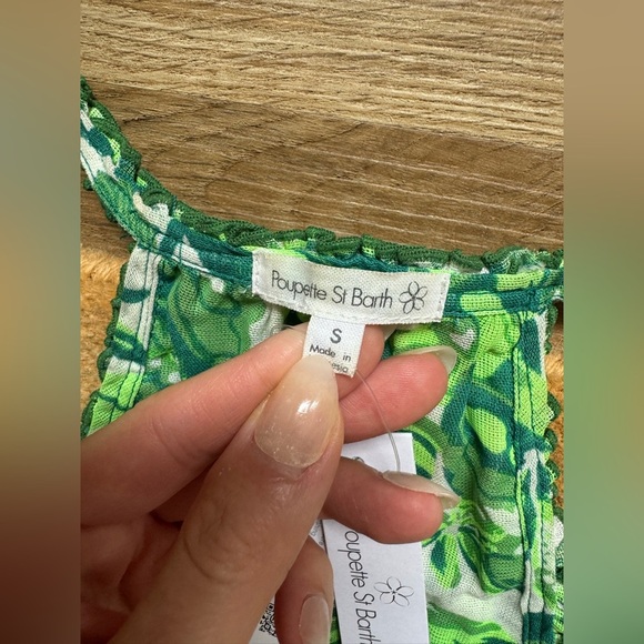 NWT Poupette St Barth Mini Dali Cotton Sari Gauze Dress Green Jengel - Picture 8 of 13